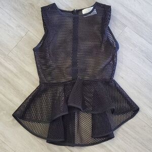 Koko & Palenki Black Mesh Peplum Top